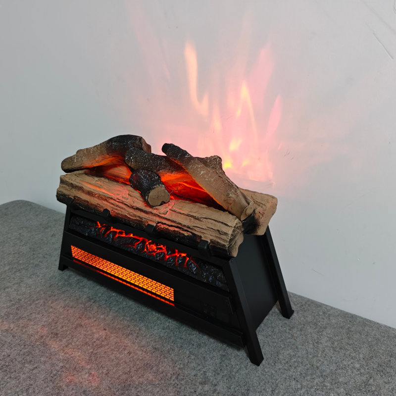 23 Inch Electric Fireplace  3D Log Set Insert, Infrared Fireplace Heater For Indoor