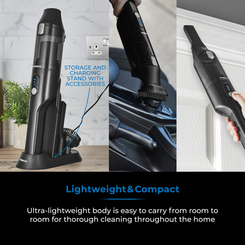 Tower Optimum 14.8V Handheld Vacuum Cleaner Cordless With A Large 0.5L Capacity And Powerful Motor, 110W