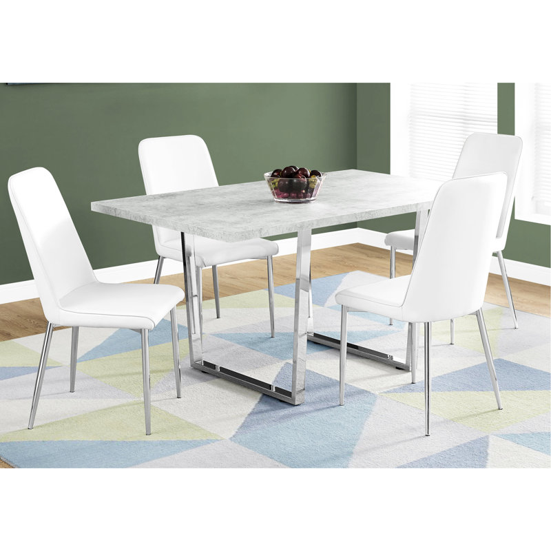 Table de cuisine rectangulaire contemporaine 60 po, stratifié gris, structure en métal, pour comptoir en stratifié décontracté et formel, pieds