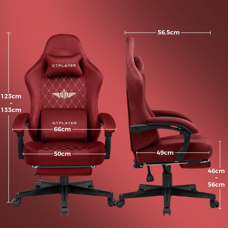 George Oliver Cateline Adjustable Swiveling PC & Racing Game Chair, Red