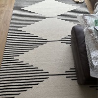 Steelside™ Kaden Handmade Contemporary Diamond Striped Wool Ivory/Black Rug  & Reviews