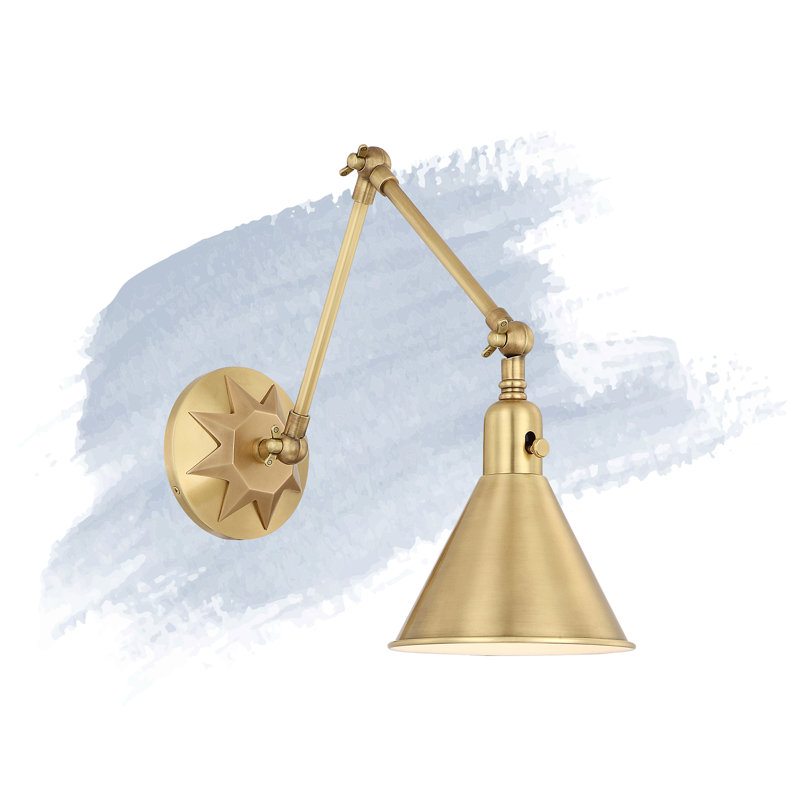 Cattina Swing Arm Sconce, Aged Brass