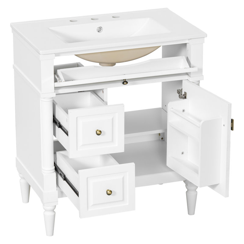 Meuble-lavabo 30 po avec lavabo, blanc, Blanc