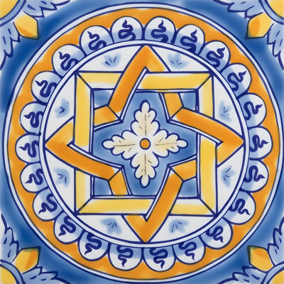 Mediterranean 4 in. x 4 in. Hand Painted Ceramic Decorative Accent