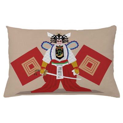 Kabuki Mask Indoor/Outdoor Throw Pillow Cover