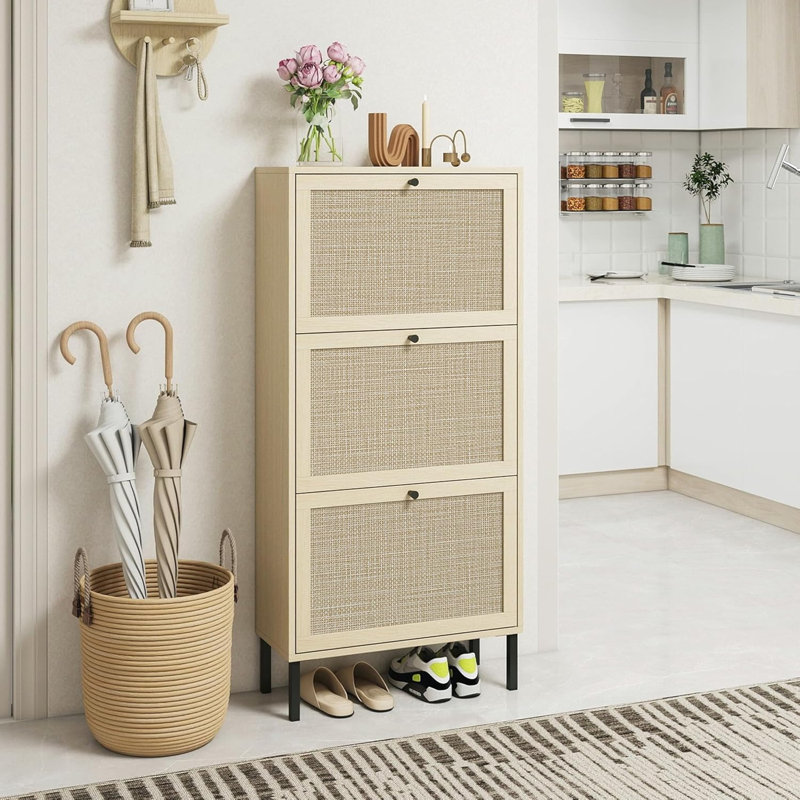 Armoire de rangement à 3 tiroirs en rotin Boho Style