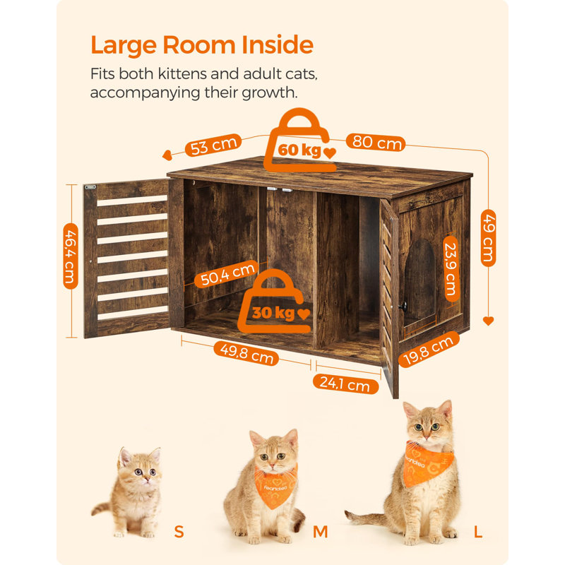 Engineered Wood Litter Box Enclosure, Rustic Brown