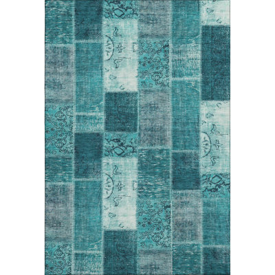 Premium Machine Washable Cerrito Teal Rug