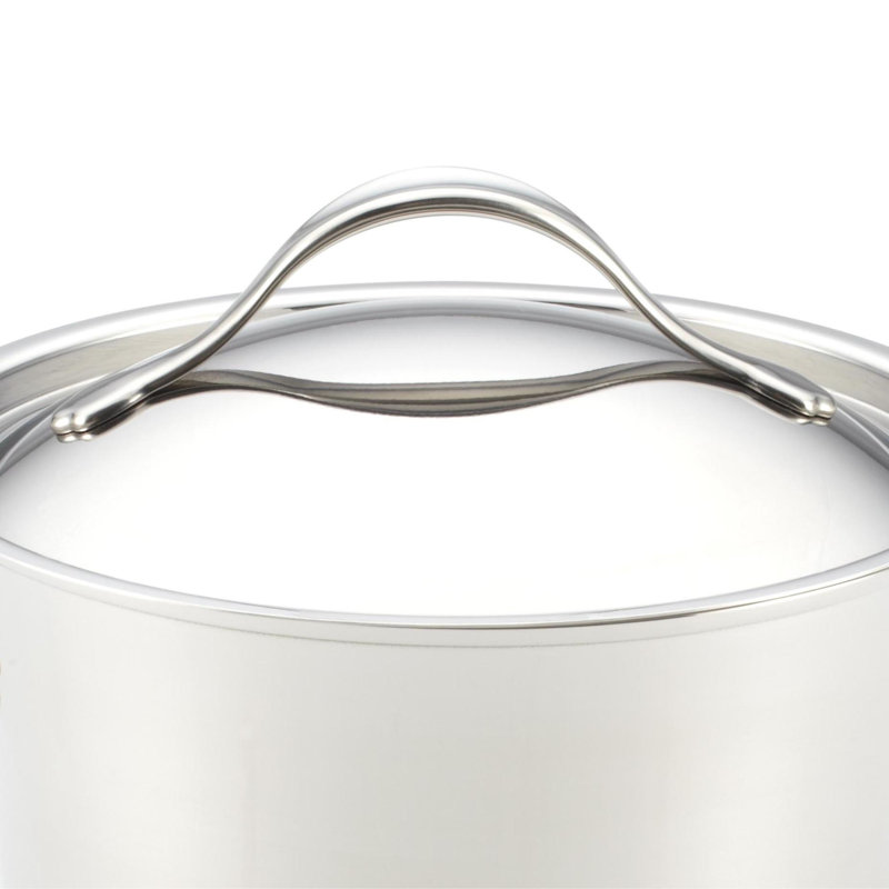 Anolon Nouvelle Copper Stainless Steel Sauté Pan with Lid and Helper Handle, 3-Quart, Silver