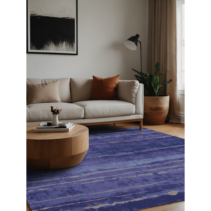 Machine Washable Purple Area Rug, Square 3'