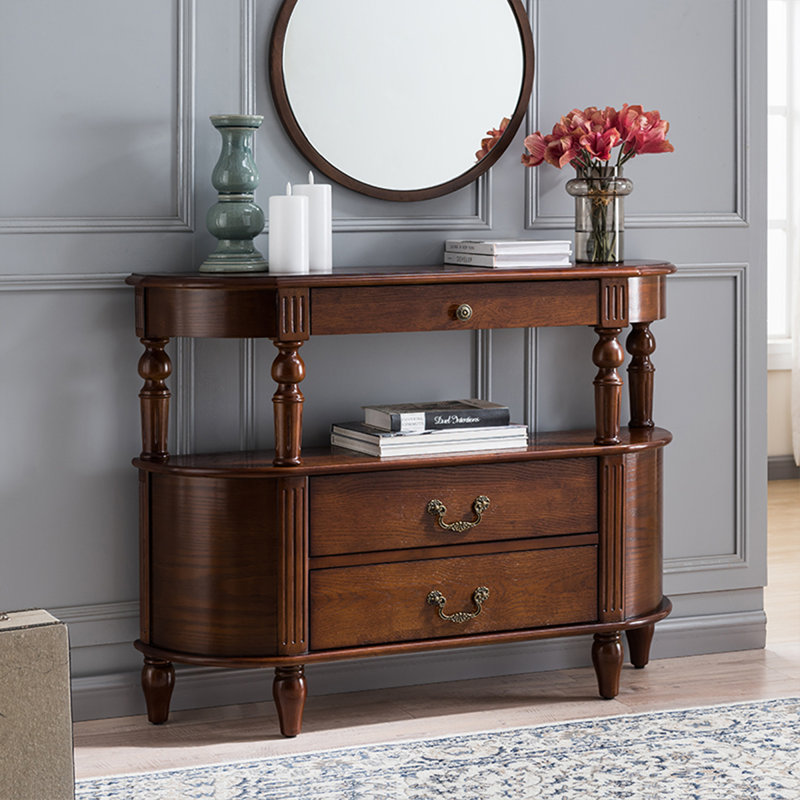 Retro Solid Wood Rectangular Entryway Cabinet, 32.68" H x 43.31" W x 11.81" D