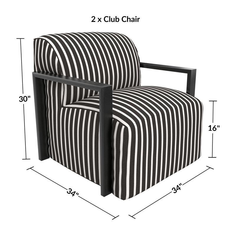 Ensemble de 2 fauteuils lounge modernes en aluminium à structure ouverte, rembourrés et dotés de coussins Sunbrella, Non