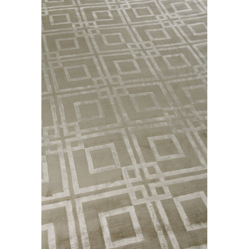 Super Tibetan Hand Knotted Geometric Area Rug, Rectangle 9' x 12'