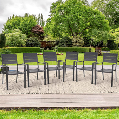 Jamonie Metal Outdoor Stackable Dining Armchair
