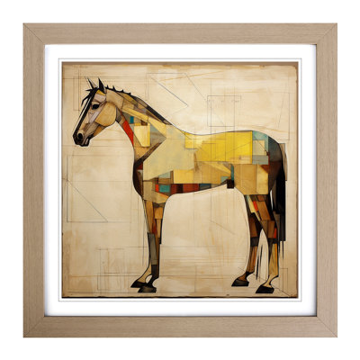 Horse Constructivism No.2 - Single Picture Frame Print on Wood
