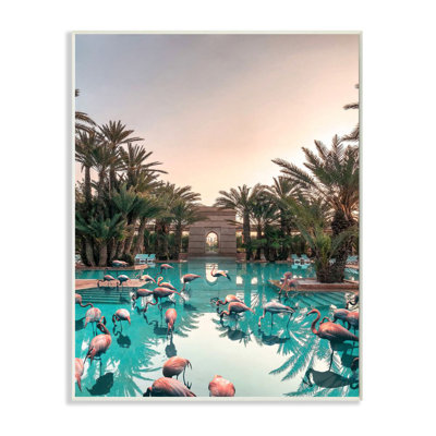 «Tropical Tropical Flamingo Pool Relaxed Reflection Palm Trees» par Daphne Polselli, impression