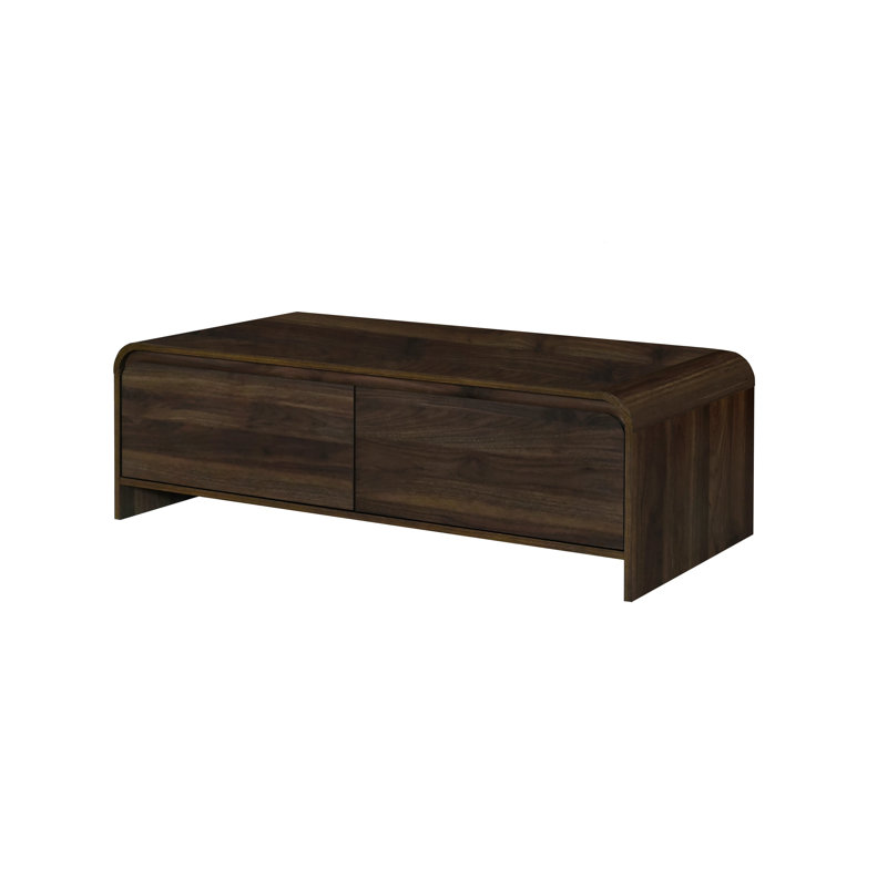 Table basse Maria, 2 tiroirs et cascade, en bois, 47 po, Noyer brun