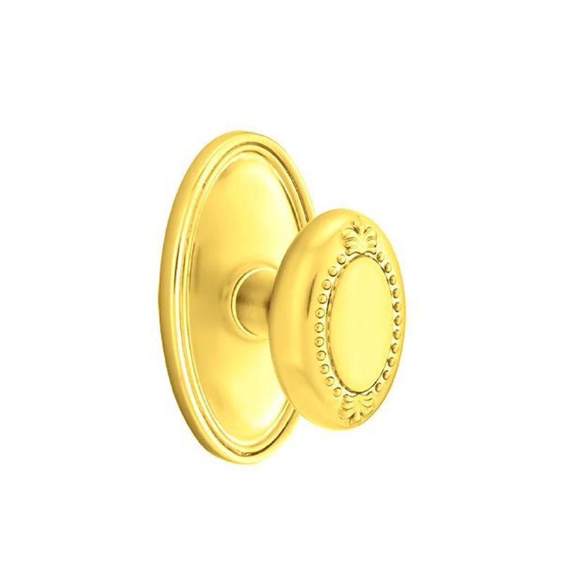 Beaded Egg Privacy (Bed & Bath) Oval Knob, Bright Brass