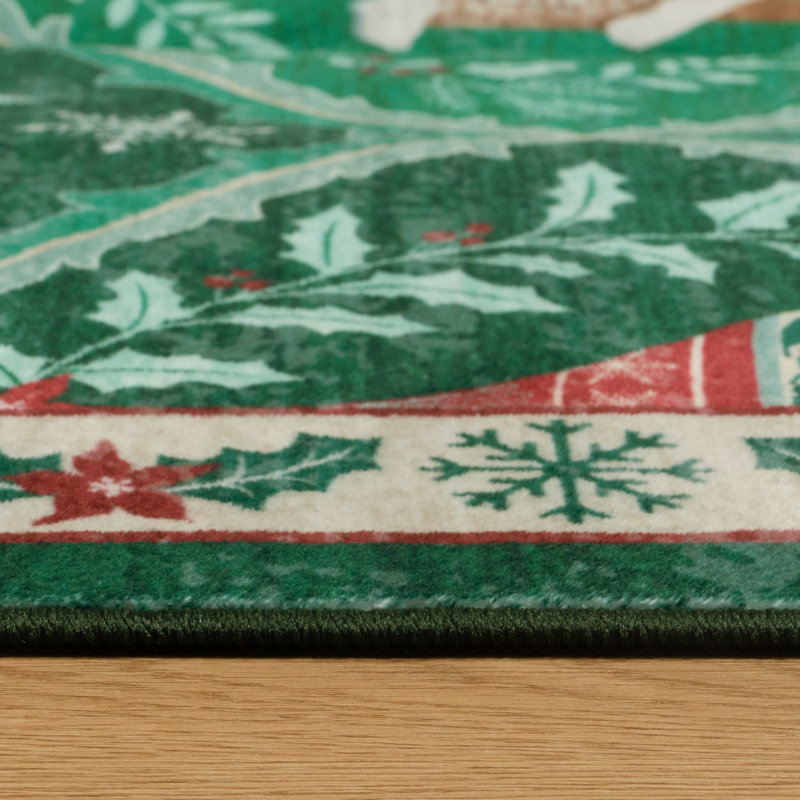 Tapis de Noël lavable marocain Laziya, Rectangulaire 8 pi x 10 pi