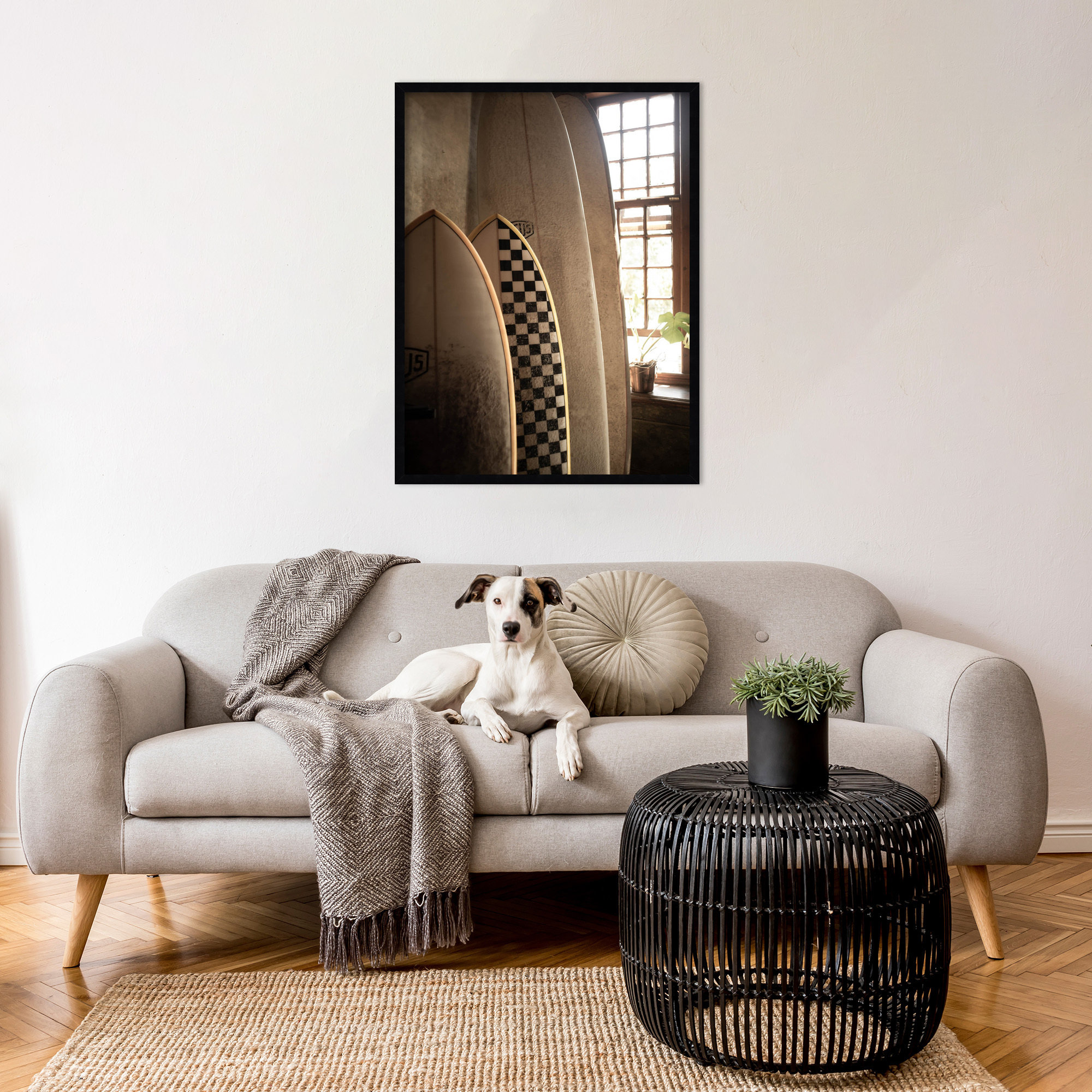 Deus Surfboards by Shot by Clint Wood Framed Wall Art Print, 33" H x 25" W, Black