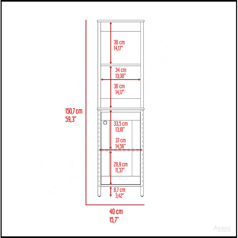 St. Clair Linen Cabinet, Two Interior  Shelves, Two Open Shelves, Single Door, Multicolor