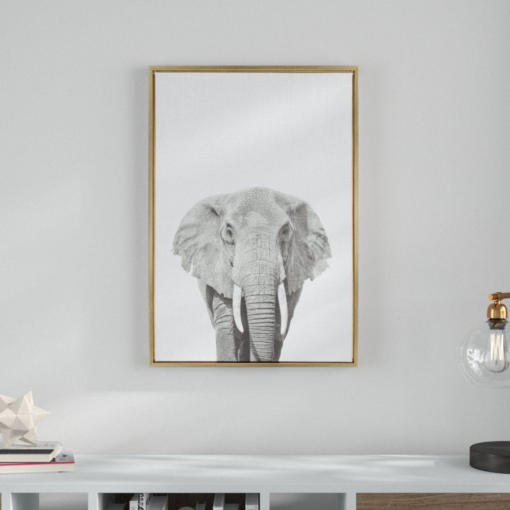 Melita Elephant Animal Print Black and White Portrait by Simon Te Tai - Photograph Print on Canvas Ebern Designs 