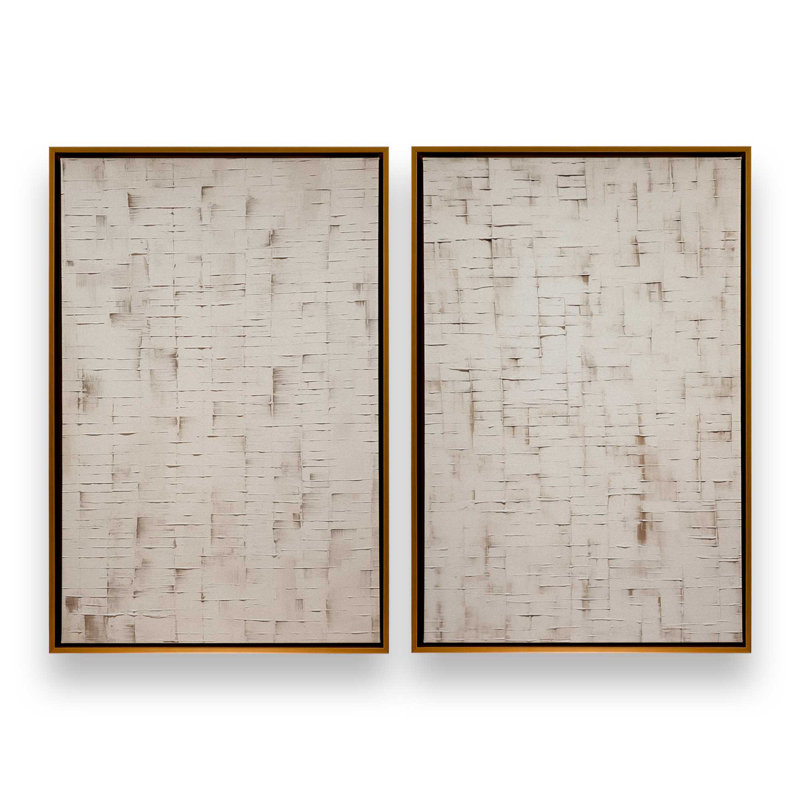 Tranquil Layers Set of 2 Canvas Prints in a Frame, Polished Gold Floater Framed, 48.75" H x 65.5" W x 1.75" D