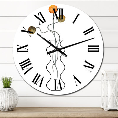 Composition avec bouquet floral minimaliste II - Horloge murale décontractée