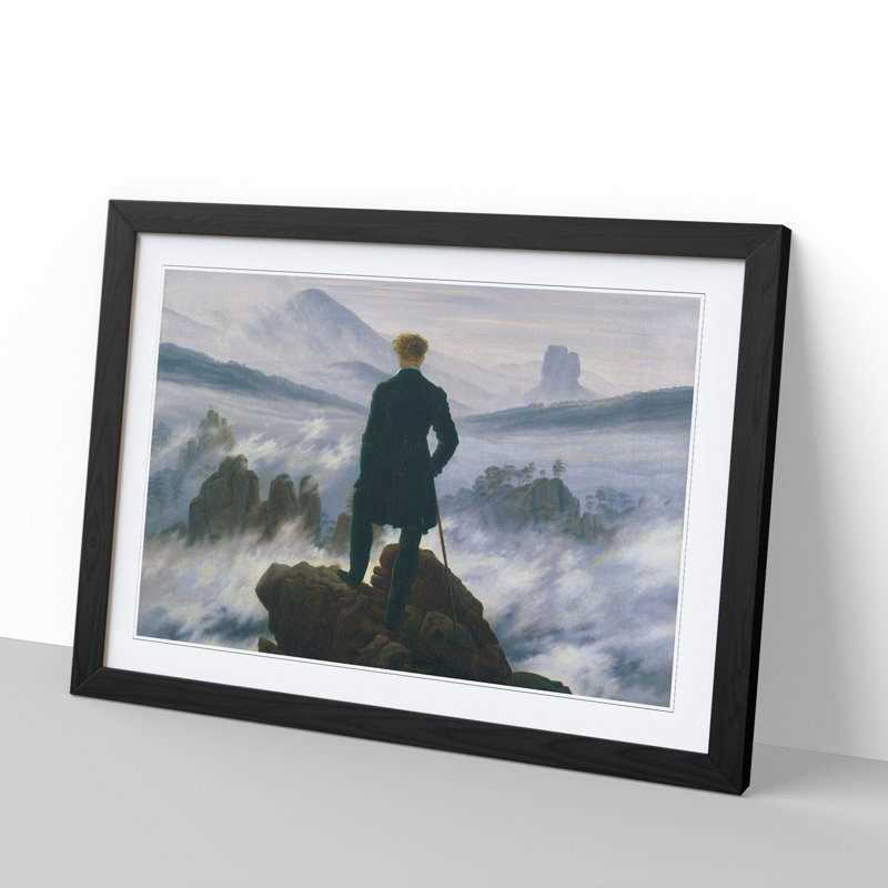 Wanderer Above the Sea of Fog Vol.1 by Caspar David Friedrich - Picture Frame Painting, 27cm H x 36cm W x 2cm D, Black