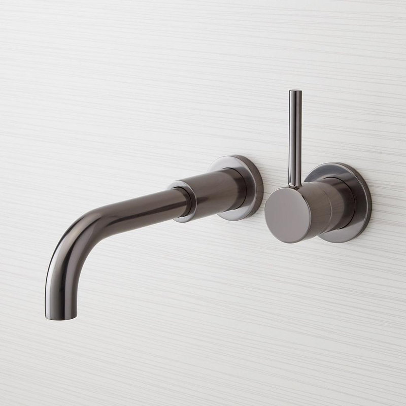 Lexia 1.2 GPM Wall Mounted Widespread Bathroom Faucet, Gunmetal