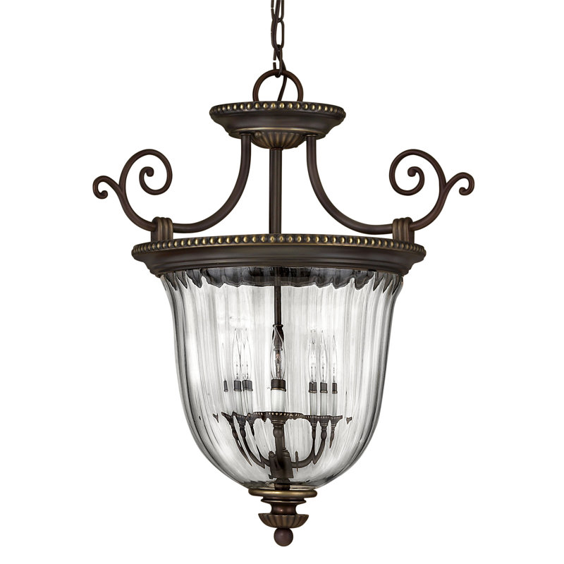 Oxford 3-Light Single Urn Pendant, 22.5" x 21.5", Burnished Brass