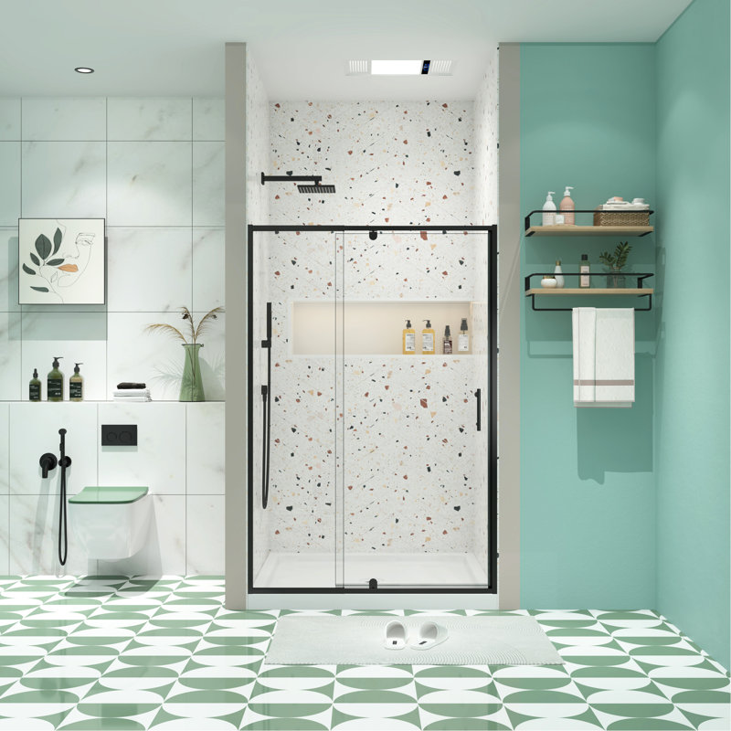 Pivot Swing Glass Shower Door - Matte Black, 1/4" Tempered Glass, Left Right Universal, Easy Installation, Magnetic Close, Impressive Leakage Door, Black Finish, Style, & To