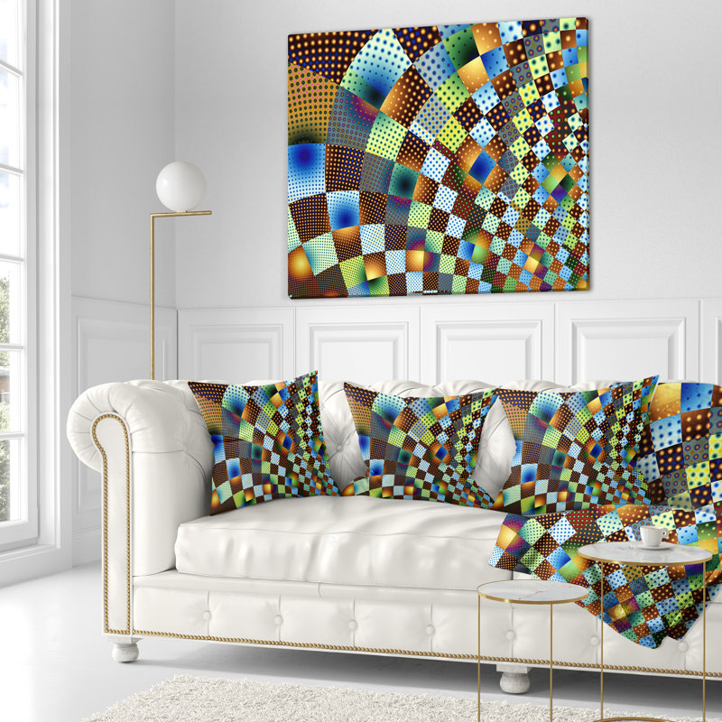 Coussin contemporain à motif géométrique fractal, 16 po x 1 po