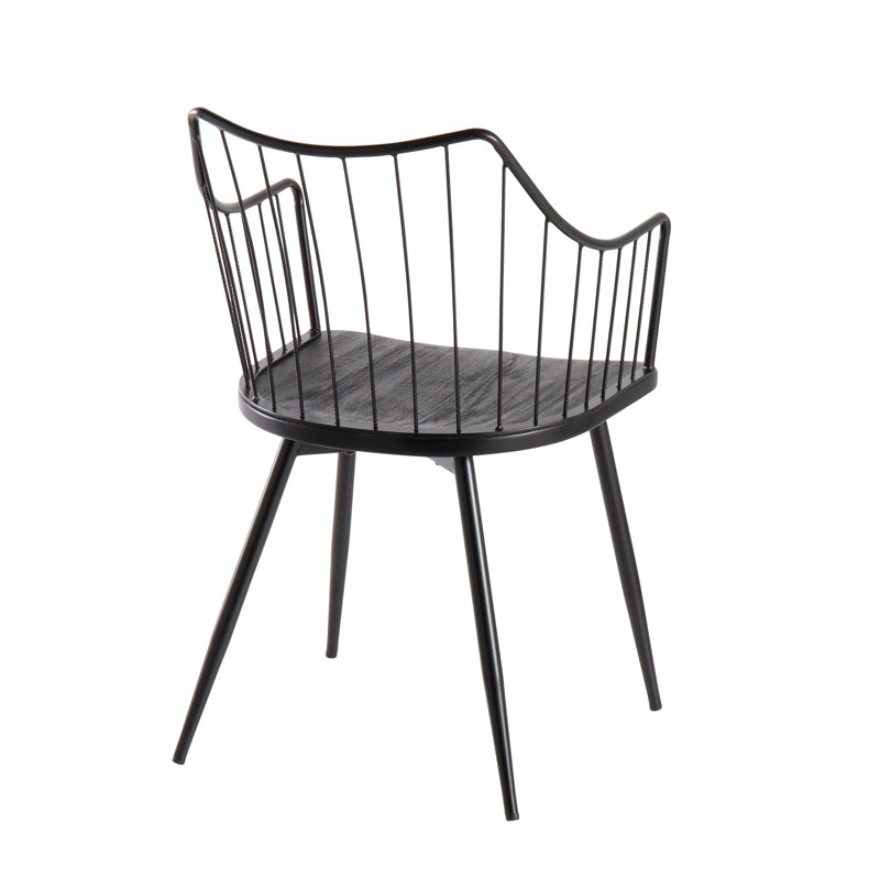 Chaise de ferme Winston en métal noir et bois noir par Lumisource