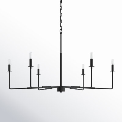 Alysa 6 - Light Candle Style Classic Chandelier in Matte Black
