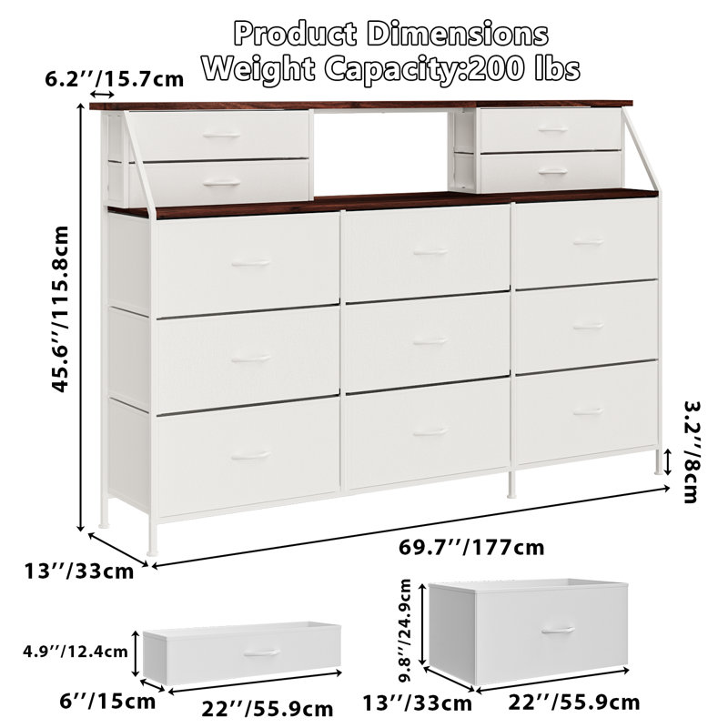 Commode 70 "avec 13 grands tiroirs, Blanc