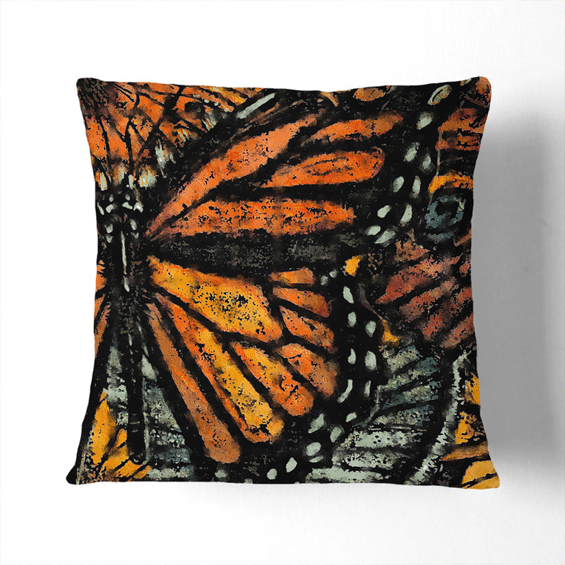 Monarch Butterflies Vol.1 Painting Square Throw Cushion, Black, 40cm H x 40cm W x 15cm D