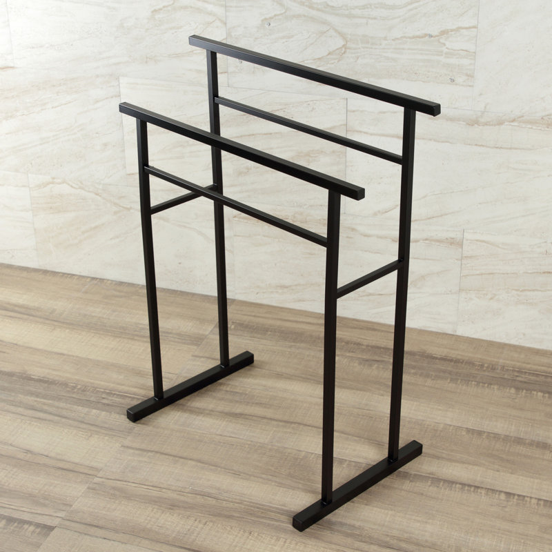 Porte-serviettes autoportant 2 niveaux Kingston Brass Edenscape, Noir mat