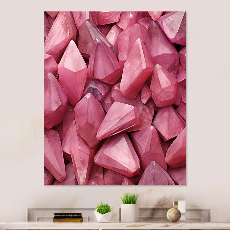 «Pink Gemstones Fusion I - Abstract Shapes», art mural en métal, H 20 po x l 12 po x P 1 po