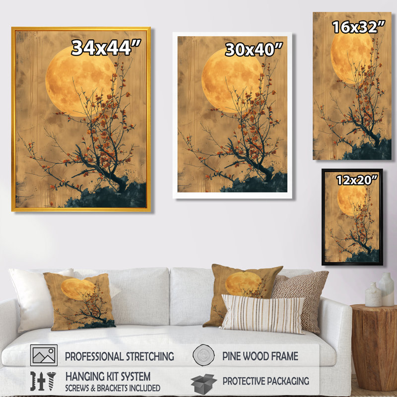 «Black Bonsai», impression d'art mural noir au Japon, H 20 po x l 12 po x P 1 po, Toile encadrée noire simple