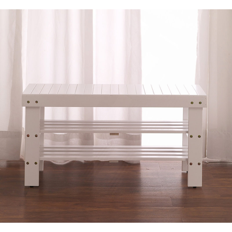 Quality Solid Wood Shoe Bench, White