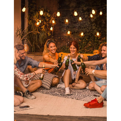Outdoor String Lights, 48ft Smart Outdoor String Lights with 15 Dimmable Warm White LED Bulbs