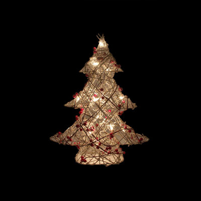 Arbre de Noël artificiel 19 po avec lumières scintillantes et or champagne