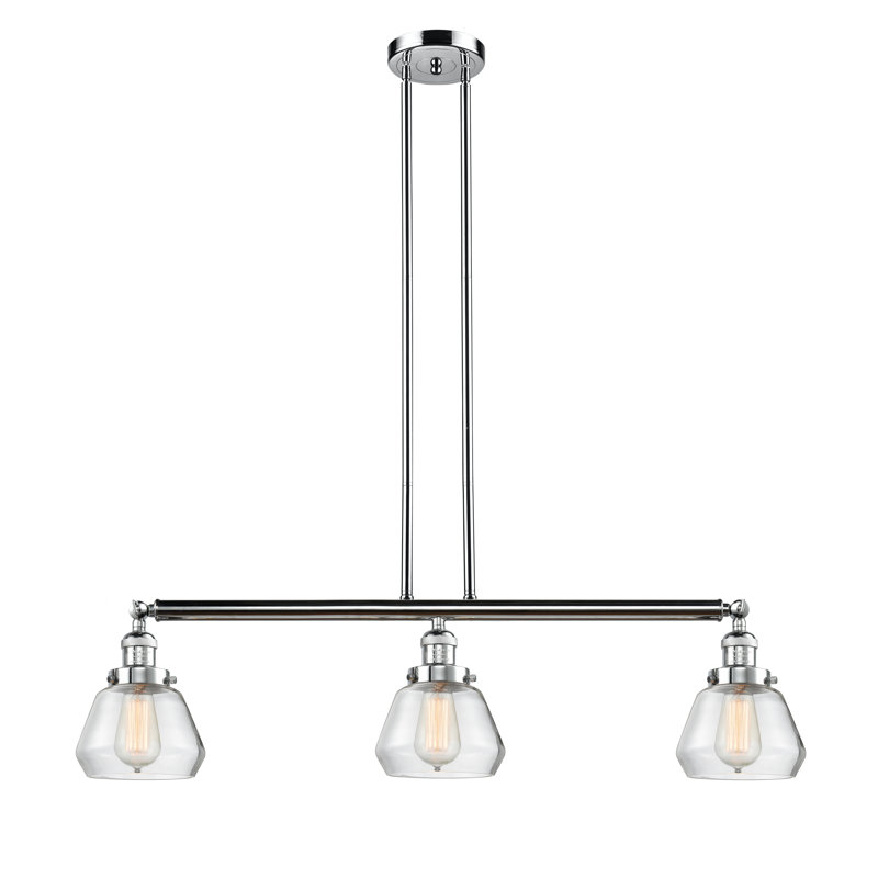 Luminaire suspendu linéaire à 3 lumières pour îlot de cuisine Rivka, Ampoule non incluse, Transparent