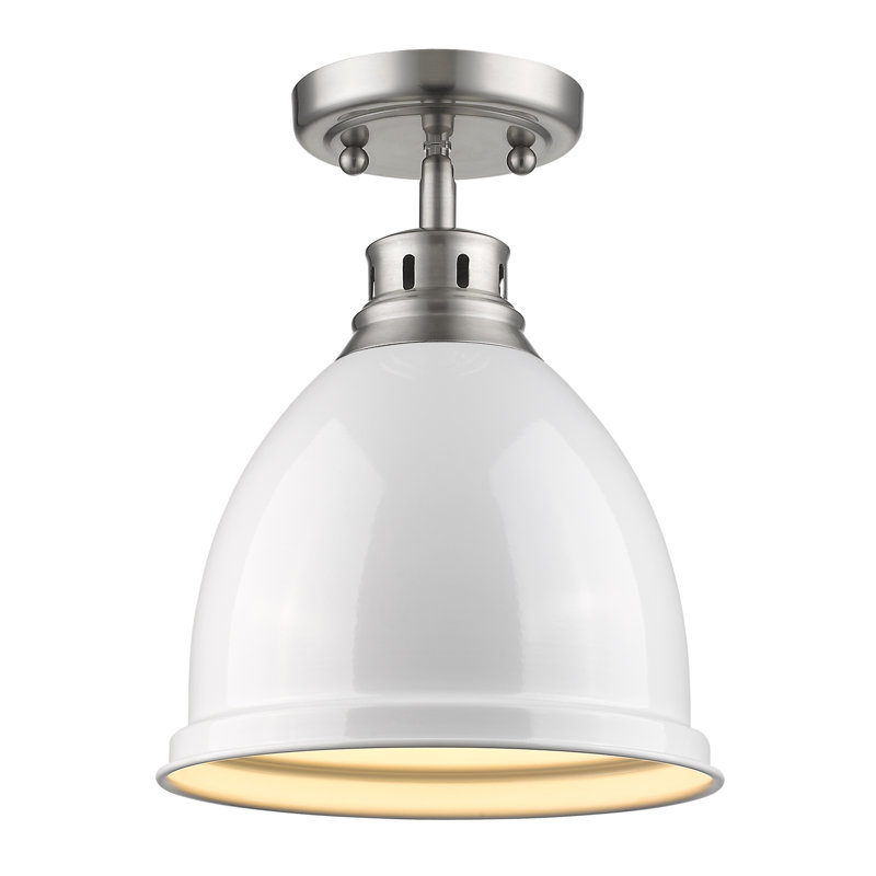 Plafonnier semi-encastré d'extérieur 1 lumière Bowdoinham, Étain, Blanc