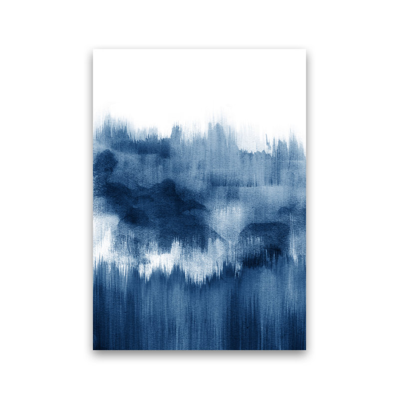 Blue Watercolour Brush Strokes - Print, Wrapped Canvas, 59.4 cm H x 42 cm W x 4 cm D