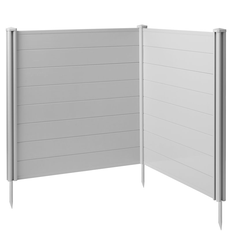 Casafield 48" x 48" Gray Vinyl Privacy Screen with Galvanized Steel Stakes