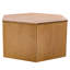 Table hexagonale cannelée, plateau en bois massif, café intérieur creux facile à déplacer, base