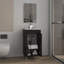 Ensemble de salle de bain, armoire avec lavabo + miroir, 2 portes, 4 pieds, 2 tablettes, 1 miroir, wengé noir-1025998544