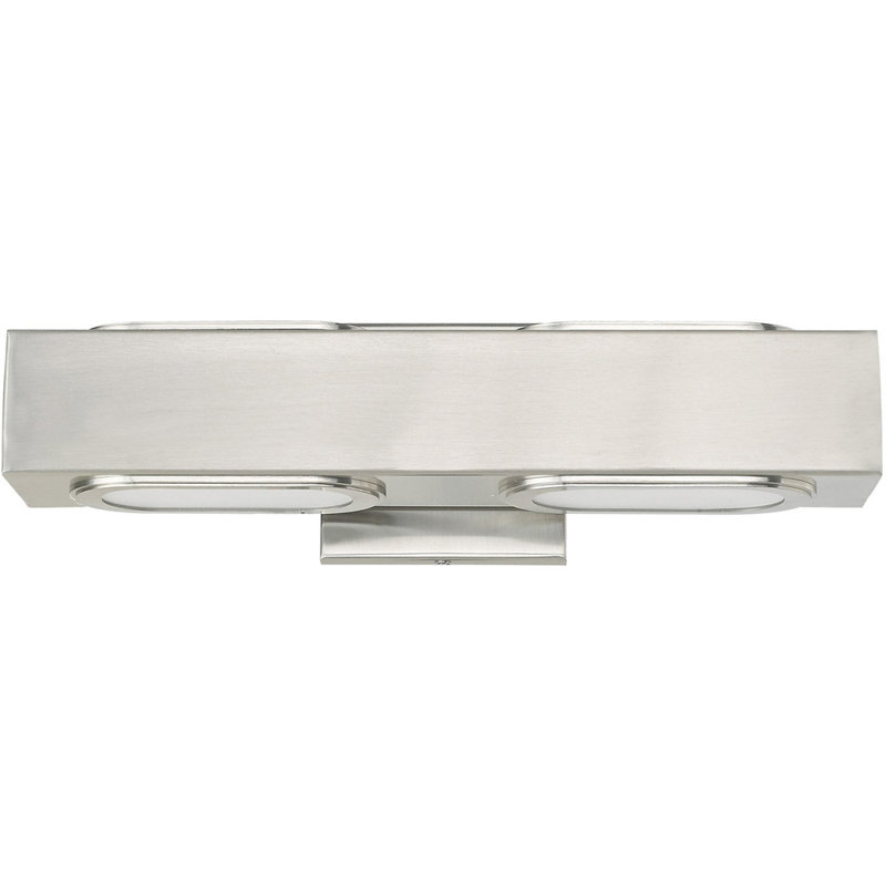 Barre d'éclairage de salle de bain 2 lumières Lukus, Nickel brossé